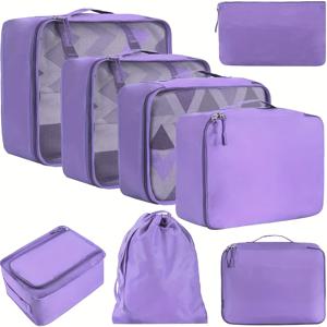 TEMU 8개 세트 지퍼형 큐브 패킹 큐브 - 여행용 헤비듀티 수트케이스 정리함, 개별 수납공간, 옷 및 이불 보관, 쉬운 조립, 이우 제작 (대부분의 캐리어 호환)