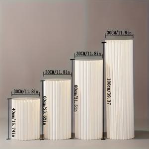 TEMU 4개/5개 - 우아한 종이 원통형 디스플레이 스탠드 | 접이식 원통형 종이 로마 기둥 스타일 - 웨딩 센터 장식, 졸업식, 크리스마스 파티 장식에 적합 | 디자인 (상단 아크릴 판 미포함)