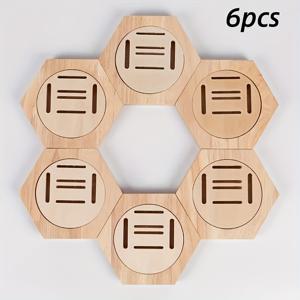 TEMU 6팩 육각형 나무 메달 디스플레이 랙 - 재활용 나무 벽걸이 정리함, 쉬운 DIY 설치, 스포츠 메달 및 성과를 위한 공간 절약 디자인, 주방, 거실, 사무실, 메달 벽 장식용 러스트릭 홈 데코