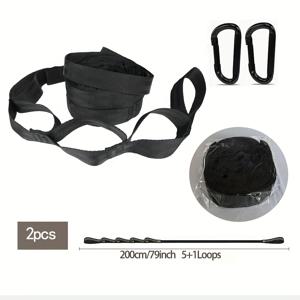 TEMU 2미터 해먹 스트랩 5+1 후크 포인트, 요가 스윙용 교체용 해먹 걸이 로프, 야외용 삼베 로프, 간편하고 실용적인 빠른 사용