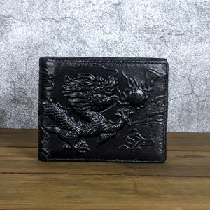 TEMU 남성용 해외 무역 및 크로스보더 지갑, 짧고 가로형, 엠보싱 드래곤 패턴, 레트로 국립 트렌드, 상위층가죽으로 제작된 실버 캐주얼 가방|남자크로스백