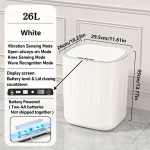 TEMU 28L 넉넉한 스마트 | 주방 | 필수품 가정용 | 건전지 전원 | 튼튼한 ABS 구조, 오래 지속되고 신뢰할 수 있음 | 세 가지 센서 작동 뚜껑 옵션 | 크리스마스 및 할로윈 선물로 완벽|쓰레기통|음식물쓰레기통