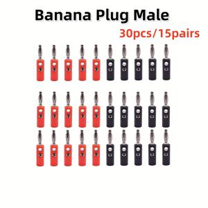 TEMU 30개 4mm 바나나 플러그 오디오 앰프 스피커 잭 터미널 커넥터 (15개 빨간색 + 15개 검은색)