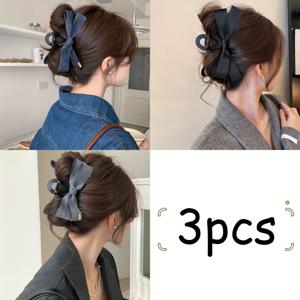 TEMU 3개 스타일리시 여성용 리본 머리핀, 대형 상어 머리핀, 다용도 머리 뒤쪽 헤어 액세서리