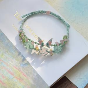 TEMU 스톤의 속삭임, 인조 스트로베리 쿼츠 스택 가능한 나비 브레이슬릿 - 금속 무첨가 및 비도금 핑크와 그린 소녀 스타일 | 학기 선물, 생일, 할로윈, 크리스마스, 새해, 발렌타인데이 가족 친구 선물에 적합한 다용도 매칭 | 자연스러운 미학 수제 디자인, 청소년용