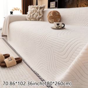 TEMU 소파 커버 - 부드러운 플러시 소파, 반려동물 친화적 원피스 디자인, 모든 소파(섹셔널, 러브시트, 슬리퍼)에 적합, 세탁기 사용 가능한 소파 커버, 아파트, 집들이 선물 - 스크래치 및 얼룩 방지, 소파용 커버, 텍스처 패턴 디자인, 내구성 있는 지퍼 클로저, 장식, 단색 디자인, 고품질 원단, 가구 보호 커버|쇼파|쇼파커버|3인용쇼파