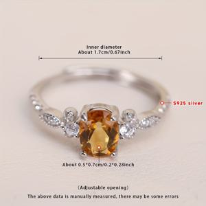 TEMU 천연석 반지 실버 옐로우 조절 가능 오픈 웨딩 밴드 브라이덜 액세서리, 데일리 웨어, 데이트, 파티, , 엄마, 졸업, 승진 선물, 우아한 선물 박스, 청소년용