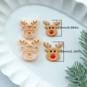 TEMU 2개 세트 크리스마스 순록 클레이 커터 | 폴리머 DIY 공예 몰드 & 주얼리 제작용 | 페스티브 선물 만들기 도구 | 논스틱 커터