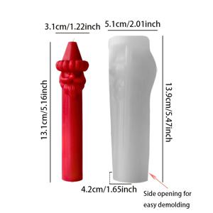 TEMU 산타 클로스 양초 몰드 - 당신만의 긴 양초 크리스마스 아로마테라피 양초를 만들 수 있습니다. 재사용 가능하며, 양초 공예에서 고온 비누 만들기에 적합합니다.