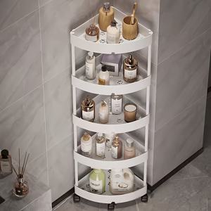 TEMU 공간 절약형 욕실 선반 정리대 - 무조립형 코너 캐비닛, 소형 공간용 컴팩트 수납장, 샴푸·타월·화장품 정리에 이상적, 현대적인 디자인의 욕실/샤워룸/화장대용 코너 오거나이저|샤워타올