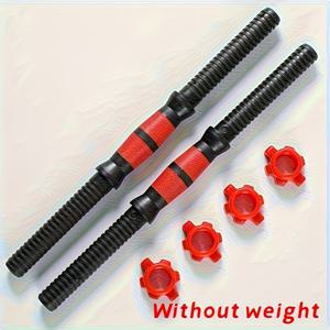 TEMU 2개 고무 코팅 바 + 4개 미끄럼 방지 볼트 - 다용도 덤벨 및 바벨 세트 | 전문가용 근력 운동 장비 | 스타 잠금 안전 시스템 | 땀 흡수 폼 그립 | 전신/팔/어깨/다리 운동|바벨