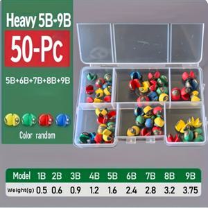 TEMU 50개 컬러풀 탈착식 스위블 낚시용 무게 - 2B-6B 중간 & 5B-9B 헤비듀티, 랜덤 색상 혼합, 민물/해수/배용, 보트 및 래프트 낚시용, 어부를 위한 이상적인 선물, 튼튼한 낚시 장비