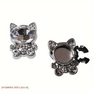 TEMU 2개 세트 최신 스팽글 고양이 버튼 커버, 드레스와 이브닝 셔츠용 귀여운 탈부착 플라워 단추 액세서리