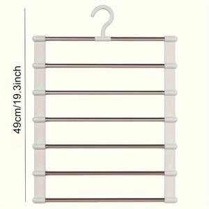 TEMU 3pcs 접이식 바지 걸이 - 스테인레스 스틸 옷장 정리기, 청바지, 레깅스, 바지에 적합, 쉽게 보관할 수 있는 다층 디자인; 비공유 스테인레스 스틸, 내구성과 미학적 매력; 편리한 접이식.