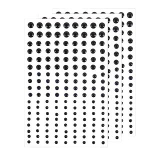 TEMU 486개 자체 접착 아크릴 라인스톤 스티커 - 3mm, 4mm, 5mm 블랙 반짝이 둥근 모서리 보석, 3장 (각 162개) DIY 공예, 네일아트, 메이크업, 의류 & 액세서리 장식용 다중 사이즈 눈부신 스티커