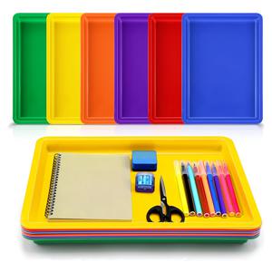 TEMU 6pcs 세트 8.27인치*11.02인치*1.18인치 컬러풀 플라스틱 아트 트레이, 빌딩 블록, 모래, 공예, 페인팅, 트레이에 완벽. 데스크탑 정리함으로 적합한 아트 & 공예 용품 분류 및 보관용