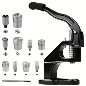 TEMU 수동 리벳 프레스 세트, 핸드 프레스 스냅 리벳터 아이릿 설치 도구 (6/8/10mm) - 가죽 및 패브릭용 버튼, 리벳, 아이릿 설치, 스냅 다이 3개, 리벳 다이 3개, 액세서리 355개 포함, 버튼 고정 도구,다양한 사이즈의 다이스,수동 프레스,튼튼한 프레스 세트,정밀 공구,스냅 버튼 도구,아이렛 펀치 세트,패브릭 작업자들