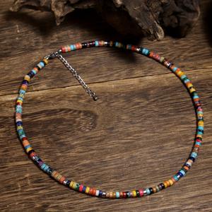 TEMU 천연석 1개 여성 목걸이, 수제 컬러풀 황제석 스페이서 비즈가 특징이며, 지구적인 스타일로 제작되었습니다.