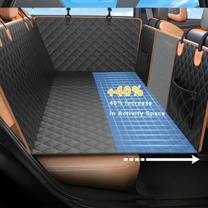 TEMU 강아지 전용 하드 바닥 자동차 시트 커버, 확장형 후면 좌석 강아지 시트 커버, 스크래치 방지 미끄럼 방지 대형견 SUV 펫 해먹, 오렌지-블랙 (330파운드 용량)
