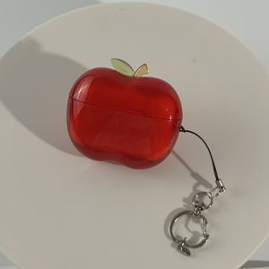 TEMU 투명 TPU 프로 케이스 1/2세대 & Type-C 호환 - 레드/블랙/그린 애플 디자인, 슬림 보호 커버, 가볍고 내구성 있는 쉘, 음악 애호가를 위한 광택 이어버드 보호 커버 (아이폰//) - 스타일리시 테크 액세서리|헤드폰