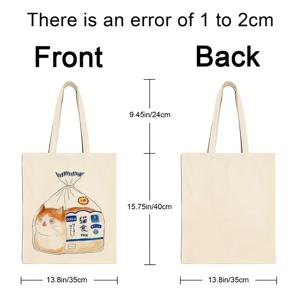 TEMU 1개 재사용 가능한 토트백 - 여성/남성, 학생 및 책 애호가용 - 캔버스 북백, 학교, 여행, 직장용 넉넉한 쇼핑백 - 책, 장보기, 일상 필수품에 적합한 가벼운 토트백|토트백