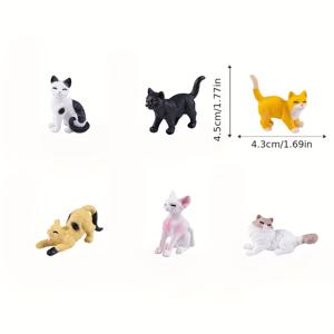 TEMU 귀여운 모조 라그돌 소 고양이 장식품 6개 세트 - 실내 장식용 실물 같은 레진 피규어, 크리스마스, 할로윈, 부활절, 추수감사절에 완벽