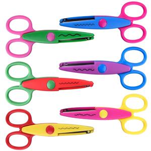 TEMU 6개 스테인리스 스틸 장식용 가위 세트, 종이 아트 가위 - 안전한 인체공학적 디자인, 스크랩북 및 카드 만들기, 사무 작업용 - 내구성 있는 PC 손잡이, 14세 이상 적합, 다양한 패턴