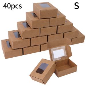 TEMU 40개 직사각형 창문 크래프트 종이 파티 선물 상자, 접이식 비행기 비누 공예 투명 박스, 화이트 블랙 브라운 주얼리 케이스