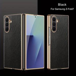 TEMU 폰 케이스: 비즈니스 여행용 전기도금 리치 패턴 갤럭시 Z Fold 7 케이스, 라이트 럭셔리 ZFold 6/5 보호 케이스, 세상을 아끼는 W23/W22 비즈니스 무광 남녀공용 ZFold 4/3 초슬림 심플 보호 케이스
