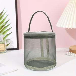 TEMU 뜨개질 도구용 털실 보관 가방 1개입. 메시 디자인으로 코바늘 뜨개질 털실 공을 보관할 수 있으며 핑크/그린 색상으로 제공됩니다. 지퍼로 쉽게 접근할 수 있습니다. 이 제품은 털실 정리 도구 및 뜨개질 용품 보관 가방입니다.