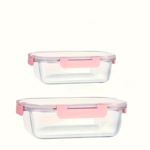 TEMU 2개입 식품 보관 및 분리 누출 방지 유리 용기 (과일용), 사무실용 도시락, 찜, 전자레인지, 냉장 보관에 적합