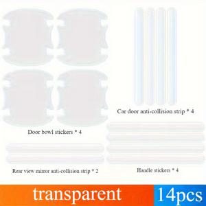 TEMU 14개 PU 차량 도어 핸들 보호 커버 - 스크래치 방지 장식 스티커, 내구성 있는 차량 도어 핸들 액세서리 및 스타일리시 인테리어 업그레이드, 차량 도어 핸들 보호 커버, 스크래치 방지 커버, 세련된 디자인, 냉장고 문 스토퍼, 냉장고 스톱, 냉장고 스톱, 차량 도어 보호 커버, 차량 액세서리, 차량 스티커, 차량 커버