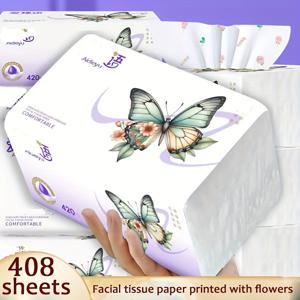 TEMU 408장 대용량 5단 두꺼운 엠보싱 냅킨 - 귀여운 만화 프린트 소프트 티슈, 염료 없는, 집과 파티 사용에 완벽, 생일 및 일상 청소에 이상적, 파티용 냅킨 | 장난기 있는 디자인 | 염색 없는 냅킨, 파티용 냅킨