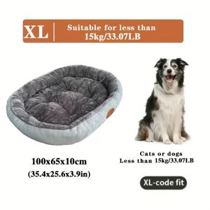 TEMU 새롭게 업그레이드된 두꺼운, 편안한 타원형 플러시 강아지 침대, 포리에스터 섬유로 제작되어 포근한 경험을 제공하며, 모든 고양이와 소형에서 중형견에게 적합한 겨울철 따뜻한 애완 동물 소파, 질감 있는 표면, 조립 불필요