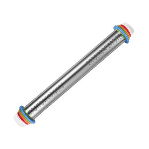 TEMU 1개 조절 가능한 스테인리스 스틸 롤링핀 - 두께 가이드 및 측정 눈금 포함, 내구성 강한 430 스테인리스 스틸 반죽 롤러, 인체공학적 손잡이 및 미끄럼 방지 그립, 정밀한 베이킹, 피자, 파이, 파스타용 - 크리스마스, 할로윈, 부활절, 추수감사절, 어머니날에 이상적 - 홈 베이커 및 전문 주방에 적합