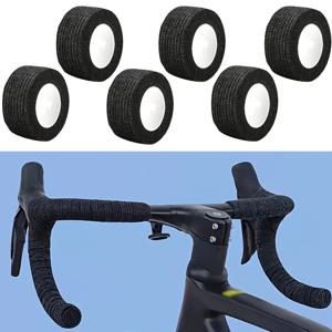 TEMU 자전거 핸들바용 블랙 자체 접착식 테이프 6/10롤 - 내구성 있고 미끄럼 방지, 충격 흡수 기능의 다목적 스포츠 테이프, 자전거, , 배드민턴 라켓용 - 질감 표면 디자인, 편안한 그립감, 모든 계절 사용 가능, 고품질 접착제, 슬림한 외관