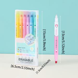 TEMU 6개 세트 지우기 가능 하이라이터 - 노트북용 창의적인 컬러풀 도드 마커, 학생 및 사무실 학교 용품, 밑줄 및 북마크를 위한 형광 펜