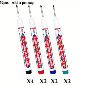 TEMU 10개 세트 헤비듀티 롱 니브 마커 - 오일 기반 잉크, 깊은 구멍 표시용 연장 팁 - 목공, 금속 작업, 설계용 전문가용 펜 - 세라믹, 플라스틱, 건설, DIY 프로젝트 호환 - 계약자, , 디자이너에게 이상적