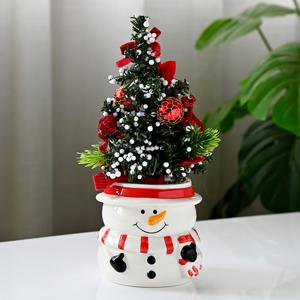 TEMU 귀여운 세라믹 화분 - 눈사람 크리스마스 트리 포트, 미니어처 다육식물 화분, 실내/실외 테이블 장식용, 거실·사무실 선물 추천 (내구성 강한 세라믹 소재)