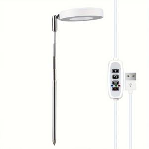 TEMU 조절 가능한 밝기의 1개 풀 스펙트럼 LED 수족관 조명, 4단계 밝기, 타이머(3/9/12시간), 높이 조절 가능 (9.8