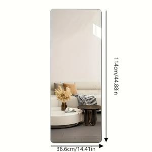 TEMU 1개 둥근 모서리 아크릴 전신거울, 고화질 가정용 옷장 벽거울, 침실 무타공 장착 거울, 화장거울, 사이즈 36.6*114cm|전신거울