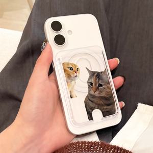 TEMU 세련되고 튼튼한 고양이 디자인의 PC 소재 마그네틱 카드 홀더. 삼성, 아이폰 및 기타 마그네틱 기기 또는 케이스와 호환됩니다. 은행 카드, 신용 카드 및 회원 카드와 같은 1~4장의 카드를 보관할 수 있습니다.