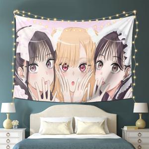 TEMU 기타가와 마린 영감 경량 벽 장식, 복숭아 라이트 베이지 태피스트리 - 침실 및 거실용 다기능, 부드럽고 가벼운 베이지 색상, 실내외 장식에 적합한 다양한 스타일