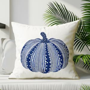 TEMU 장식용 베개 커버 1개, 가을 호박 구사야오이 구사야오이스타일 호박 흰색 배경 벡터 I, 우아하고 아늑한 짧은 플러시 디자인, 가정 사무실 또는 거실에 완벽