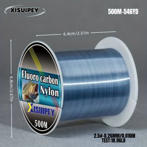 TEMU 500m/546YD 고강도 탄소코팅 나일론 낚싯줄 - 투명 탄소섬유 리더 포함, 얼음낚시, 플라이 낚시, 담수/해수 사용 가능 - 민감하고 내구성 강함