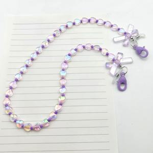 TEMU 무지개 빛깔 퍼플 하트 모양 안경 목걸이 - 짧은 안경 끈, 안전 잠금 장치, 내구성 & 스타일리시 안경 홀더, 일상 패션 액세서리 (멀티컬러)