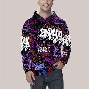 TEMU 남성용 후드티 - 폰트가 있는 도시 스트리트웨어 풀오버, 보라/검정/흰색/회색 컬러블록, 레귤러 핏 스웨트셔츠, 가을/겨울 캐주얼 아웃도어, 일상 및 특별한 날을 위한 편안한 의류, 대담한 그래픽 프린트, 소프트 소재, 청년용