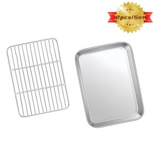 TEMU 2개/세트 베이킹 시트 & 랙, 스테인리스 스틸 쿠키 시트, 냉각 랙이 포함된 베이킹 팬 트레이, 무독성 & 건강, 무료 & 식기세척기 안전, 야외 피크닉 파티 BBQ 액세서리 주방 액세서리