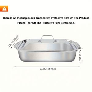 TEMU 2개 세트 1개 베이킹 팬 + 1개 뚜껑, 내구성 강한 두꺼운 다목적 410 스테인리스 스틸 베이킹 팬 뚜껑 포함, 양면 내열 손잡이와 논스틱 디자인 - 그릴, 뷔페, 오븐, 스토브탑, 야외 요리에 적합, 모던 주방용품