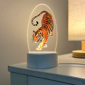 TEMU 1개 LED 아크릴 야간 조명, 굵은 호랑이 브러시 스트로크 컷아웃 디자인, 거실, 서재 또는 사무실용 USB 전원 앰비언트 글로우 - 동기 부여 또는 편안한 분위기를 위한 부드러운 조명, 작고 간편한 위치, 호랑이 애호가 또는 스트레를 위한 완벽한 선물